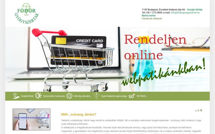 Screenshot of fodorgyogyszertar.hu