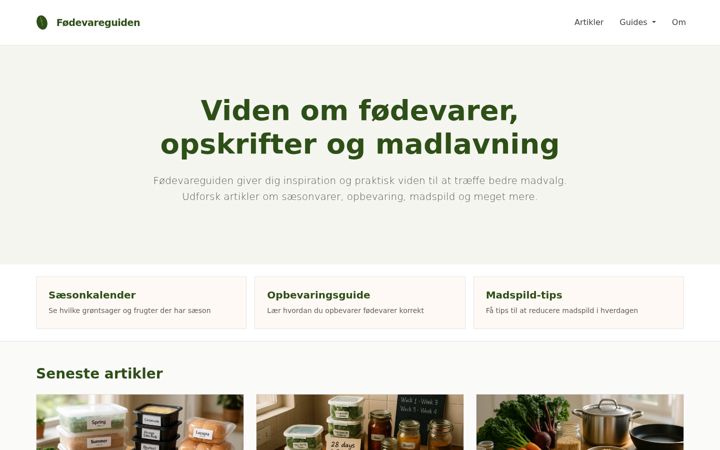 Screenshot of foedevareguiden.dk