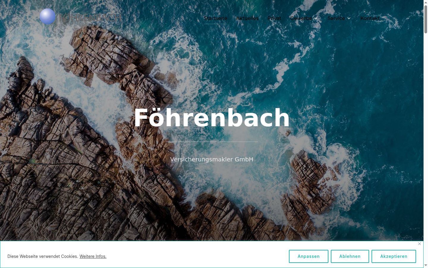 Screenshot des Einwilligungsbanners vor jeglicher Interaktion