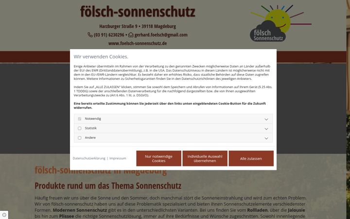 Screenshot ta' foelsch-sonnenschutz.de