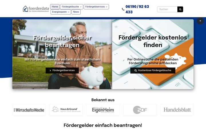 Screenshot of foerderdata.de