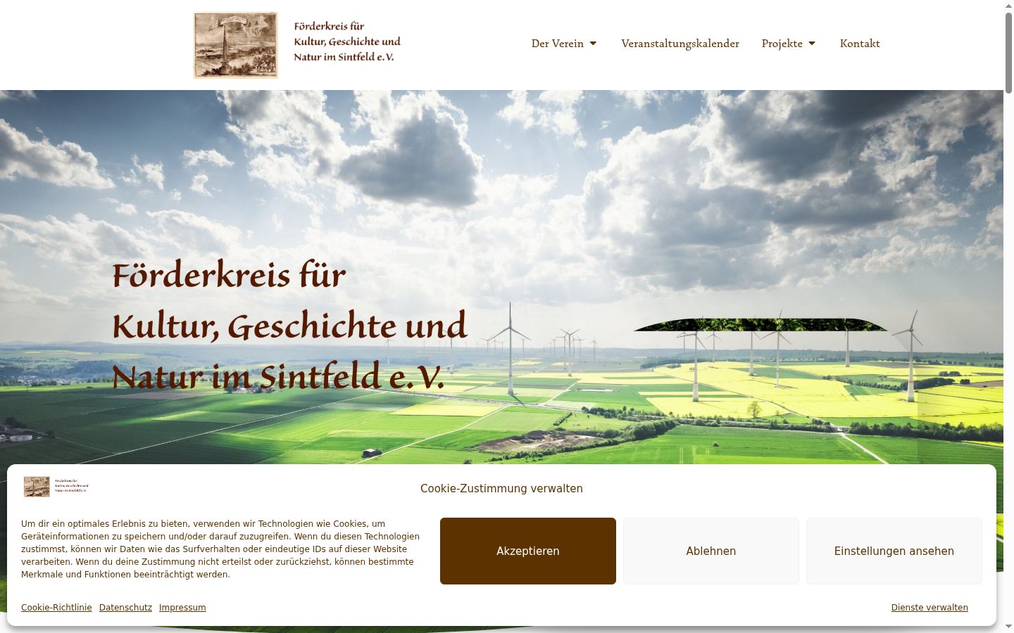 Screenshot des Einwilligungsbanners vor jeglicher Interaktion