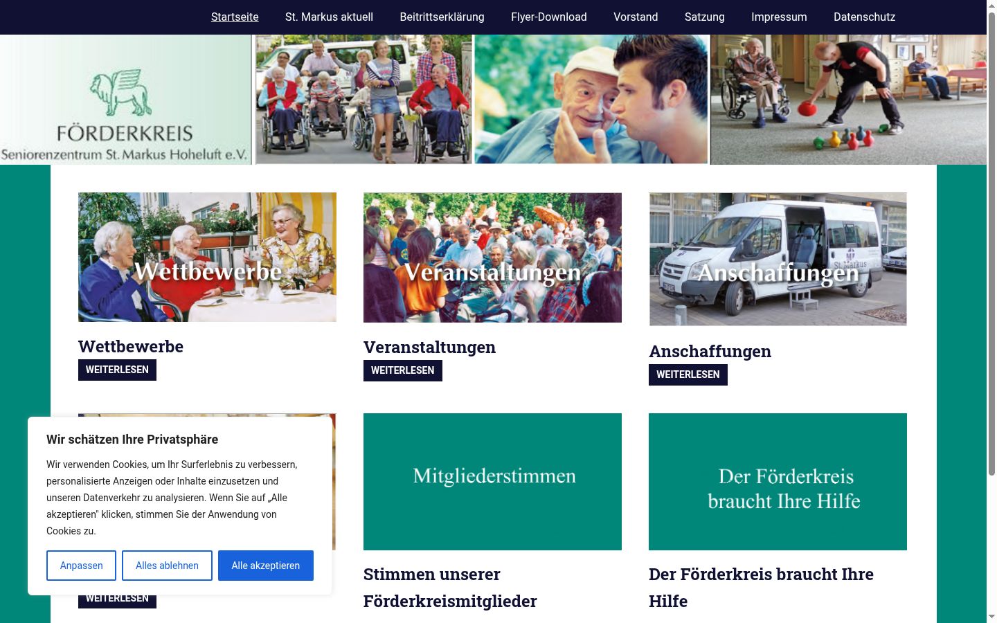 Screenshot des Einwilligungsbanners vor jeglicher Interaktion