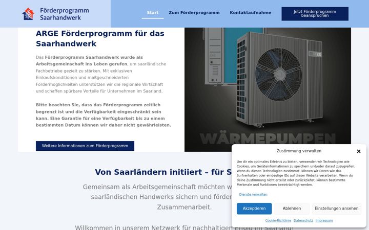 Screenshot ta' foerderprogramm-saarhandwerk.de