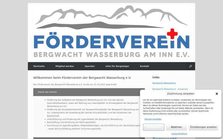 Snímek obrazovky foerderverein-bergwacht-wasserburg.de