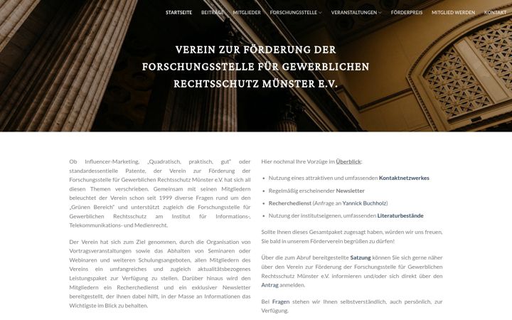 Screenshot ta' foerderverein-gewerblicher-rechtsschutz.de