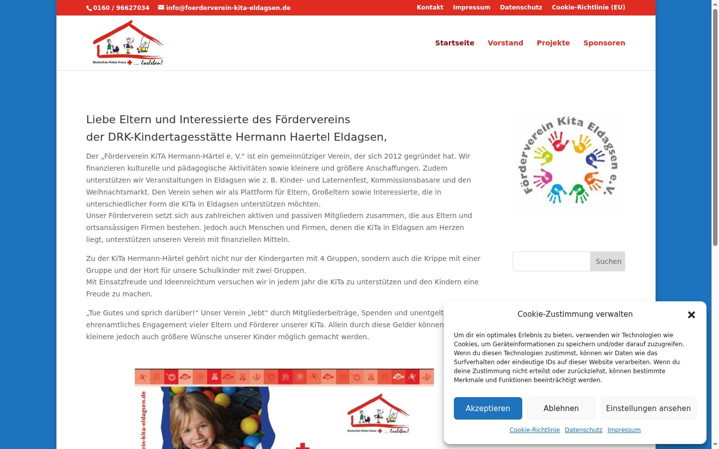 Screenshot del banner di consenso mostrato prima di qualsiasi interazione