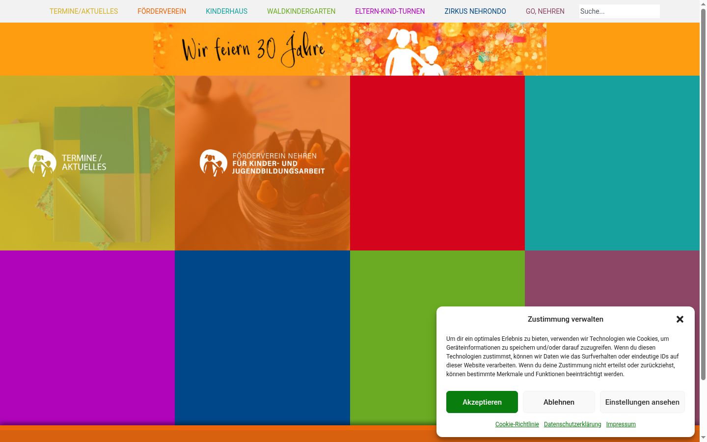 Screenshot of the consent banner shown before any interaction