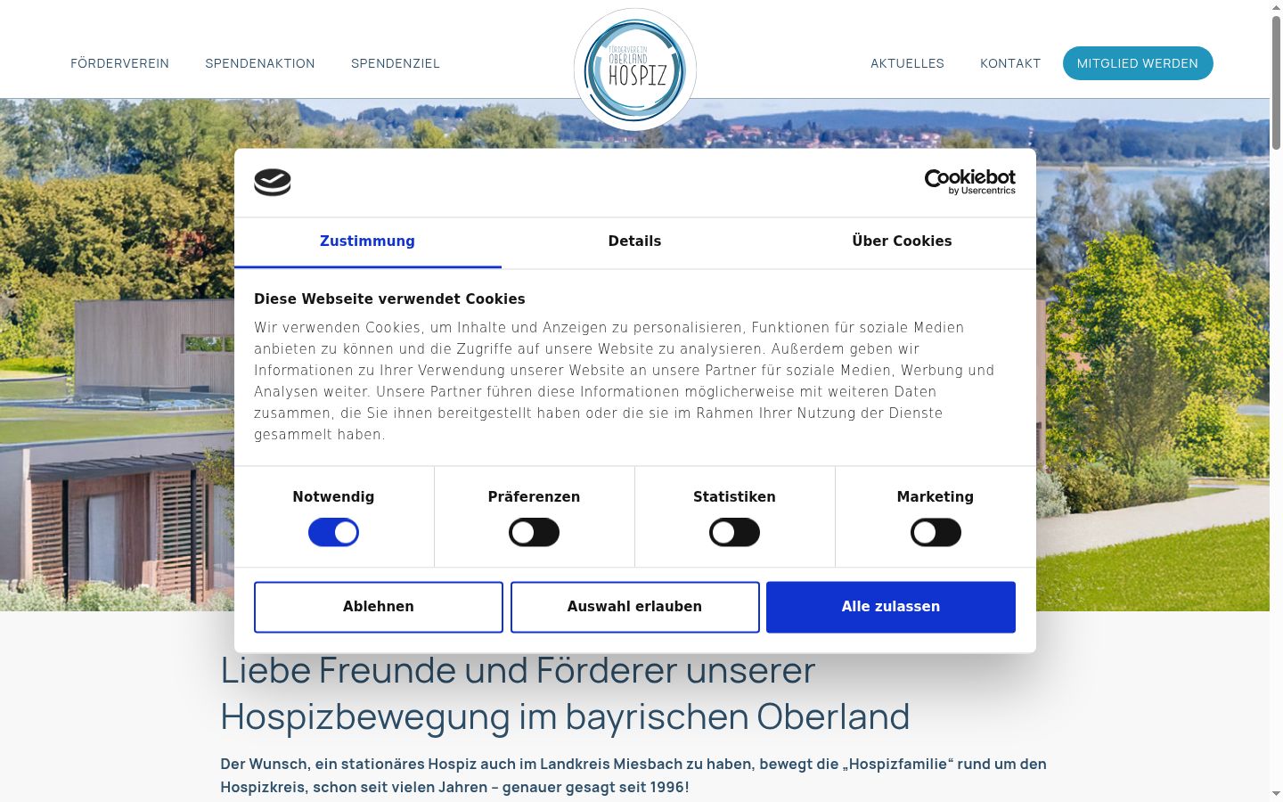 Képernyőkép a bármilyen interakció előtt megjelenő hozzájárulási bannerről