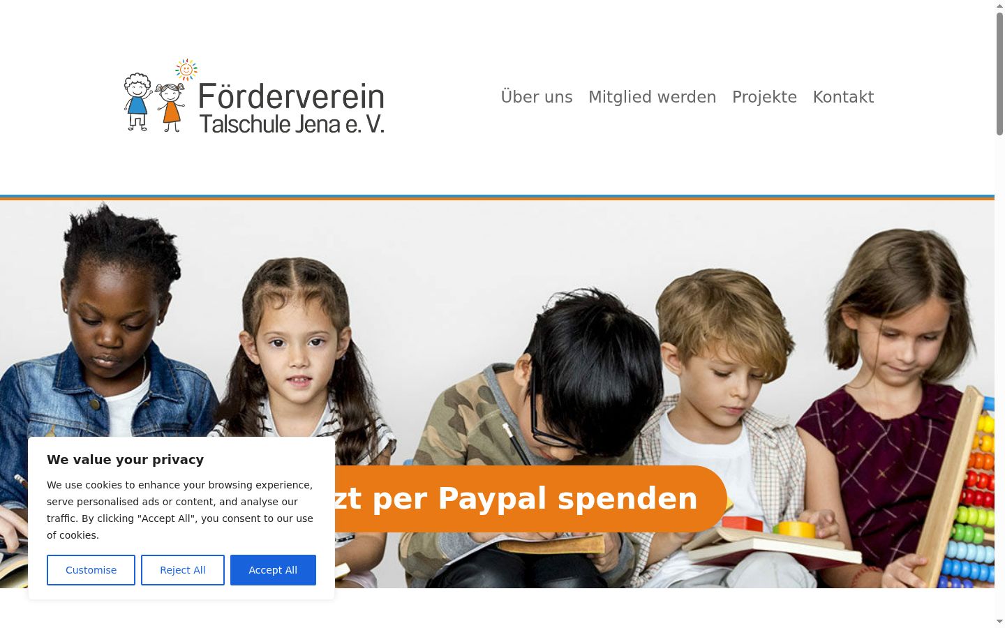 Screenshot des Einwilligungsbanners vor jeglicher Interaktion