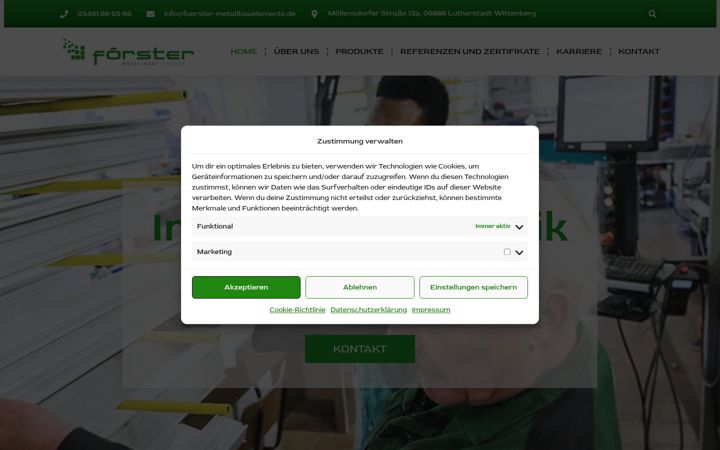 Screenshot of foerster-metallbauelemente.de