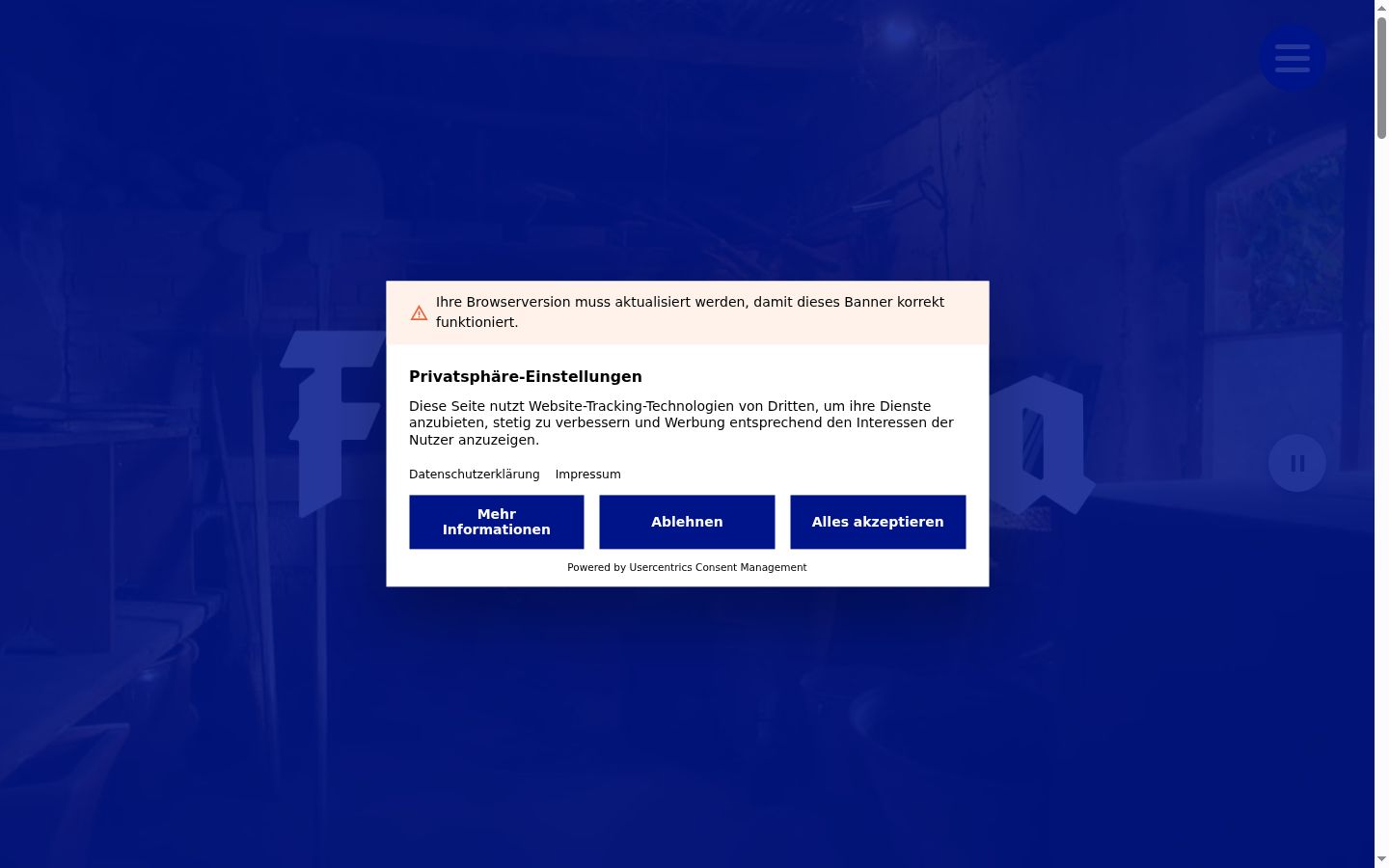 Snímek obrazovky baneru souhlasu zobrazeného před jakoukoli interakcí