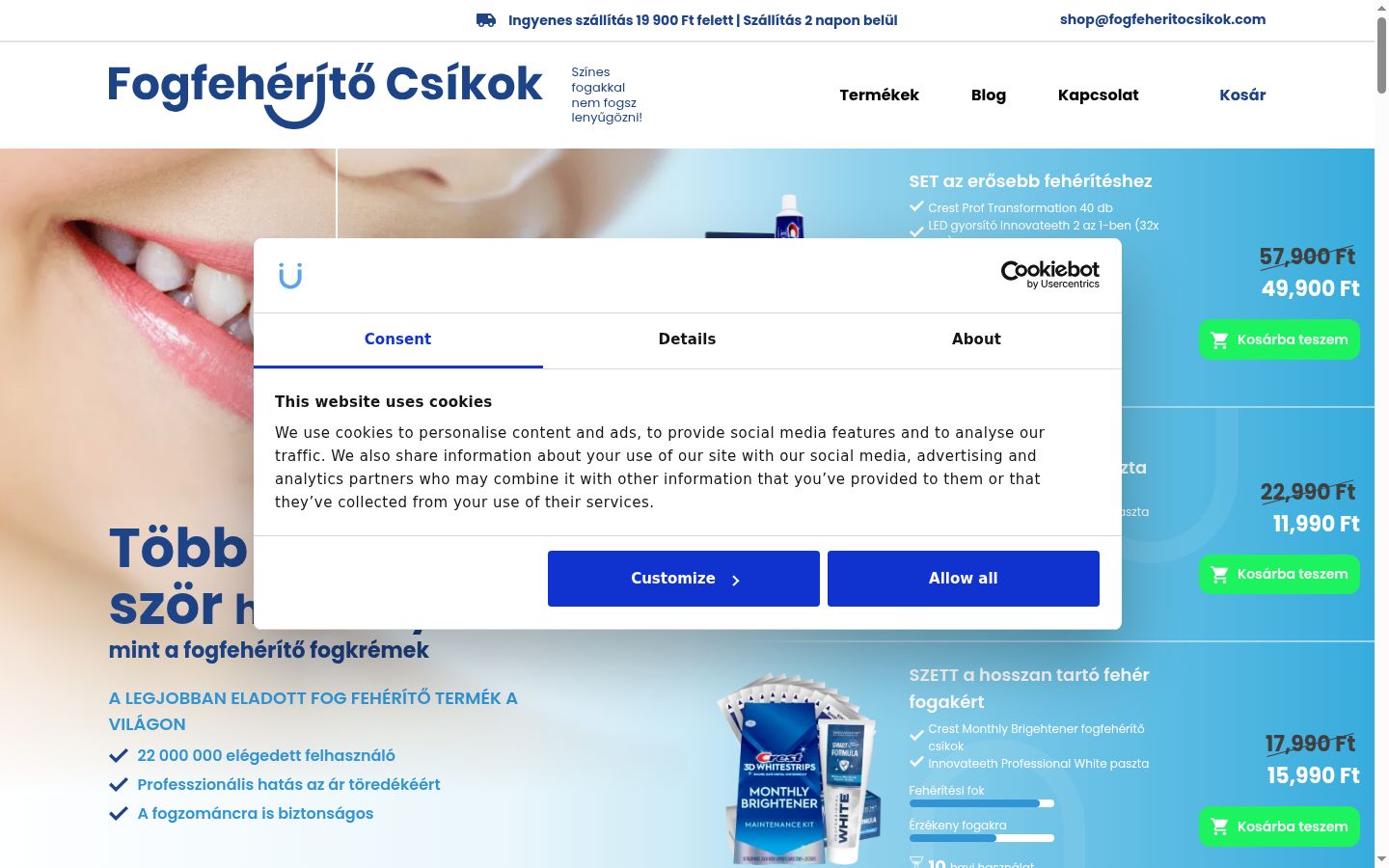 Snímka obrazovky banera súhlasu zobrazeného pred akoukoľvek interakciou