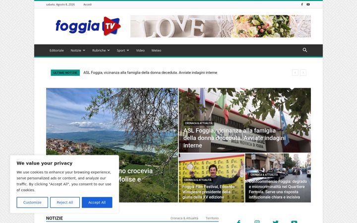 Screenshot του foggiatv.it
