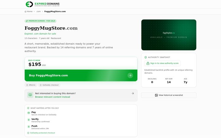 Screenshot of foggymugstore.com