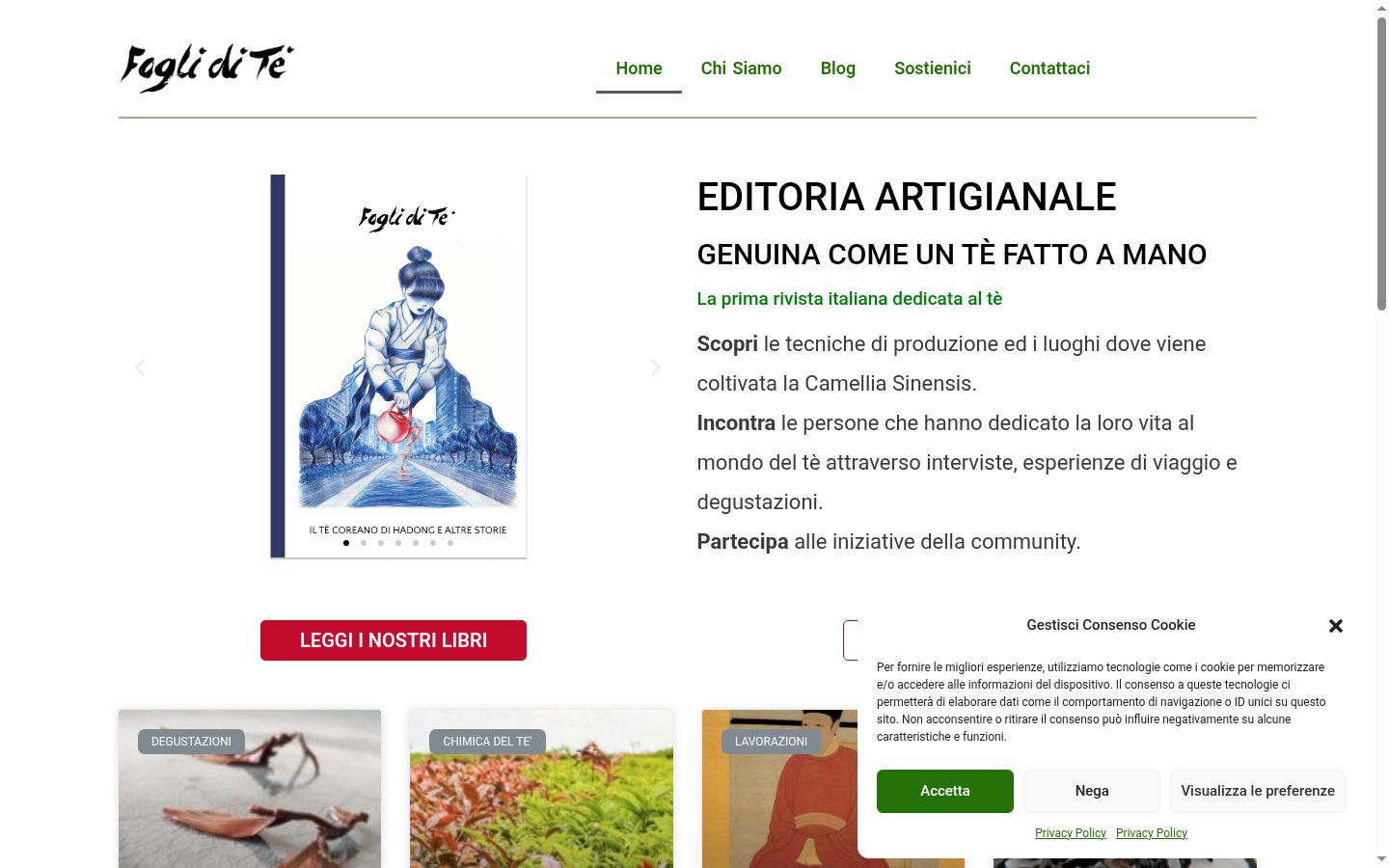 Screenshot del banner di consenso mostrato prima di qualsiasi interazione