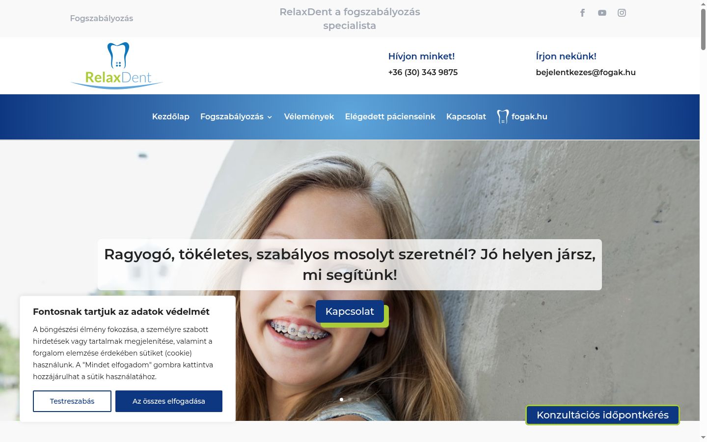 Skærmbillede af samtykkebanneret, som det blev vist før nogen interaktion