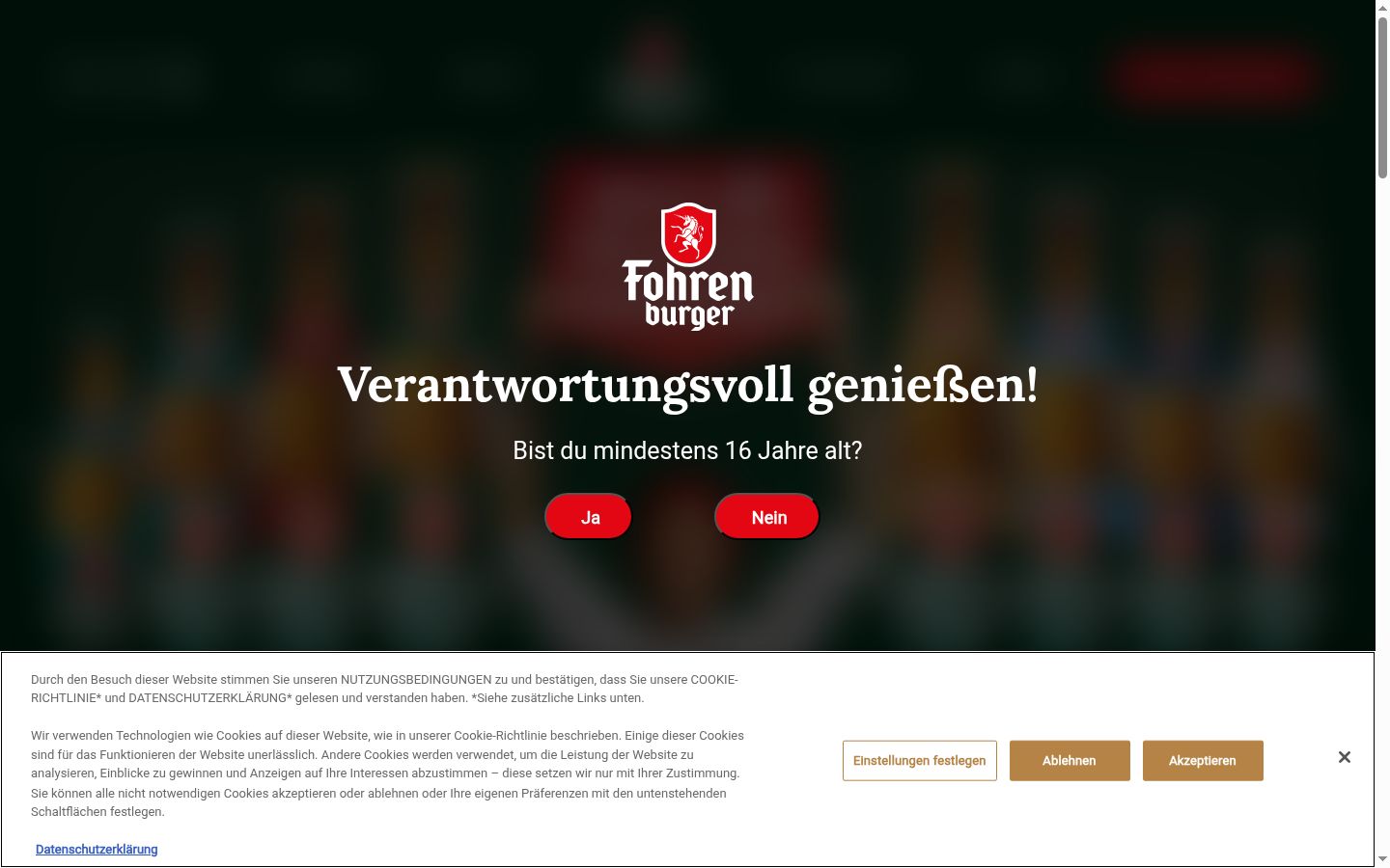 Screenshot del banner di consenso mostrato prima di qualsiasi interazione