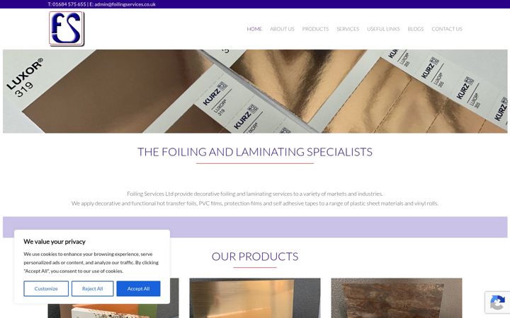 Screenshot of foilingservices.co.uk