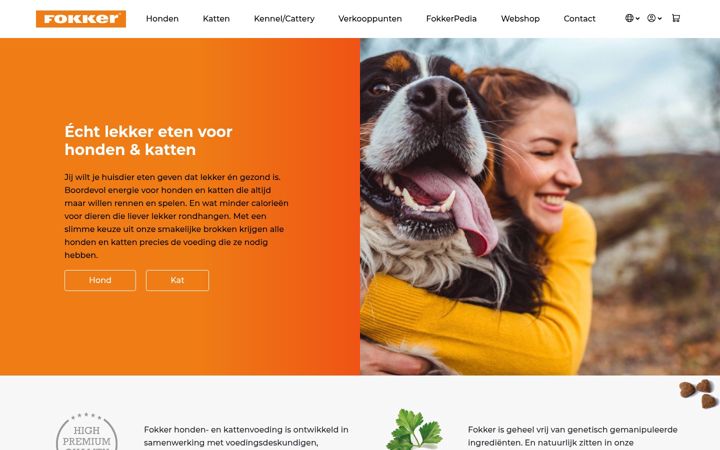 Screenshot of fokkerpetfood.com