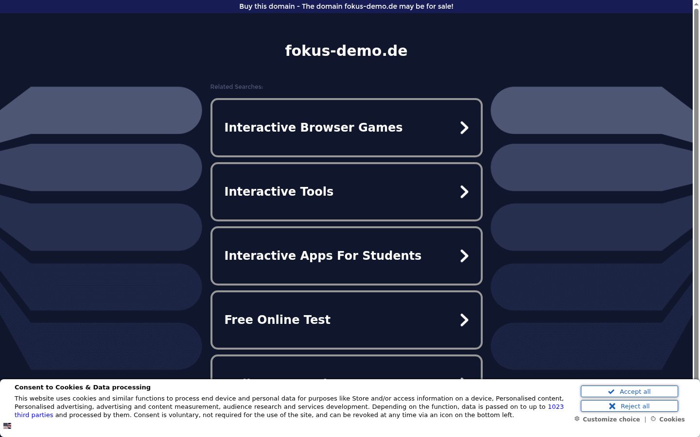 Screenshot of the consent banner shown before any interaction