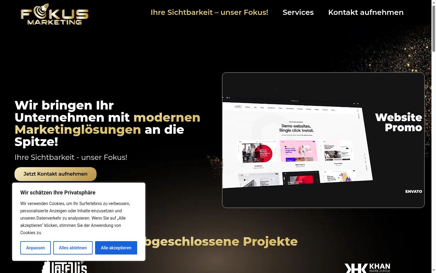 Screenshot des Einwilligungsbanners vor jeglicher Interaktion