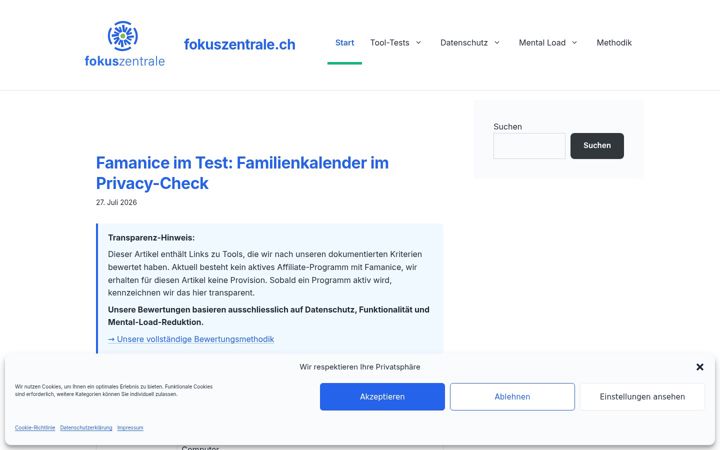Screenshot of fokuszentrale.ch