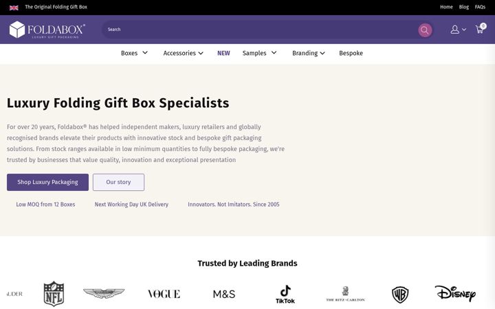 Skærmbillede af foldabox.co.uk
