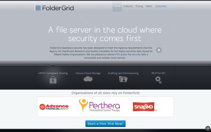 Screenshot of foldergrid.com