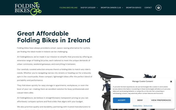 Screenshot of foldingbikes.ie