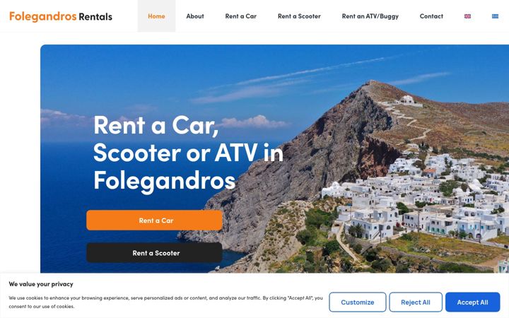 Screenshot of folegandros-rentals.com