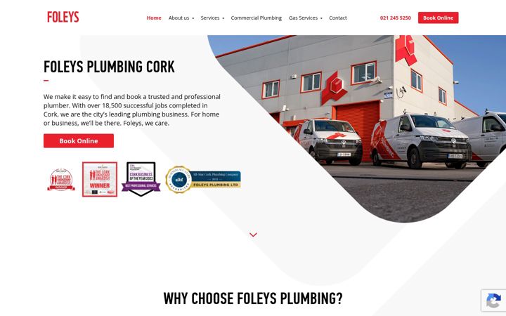 Ekraanipilt saidist foleysplumbing.ie