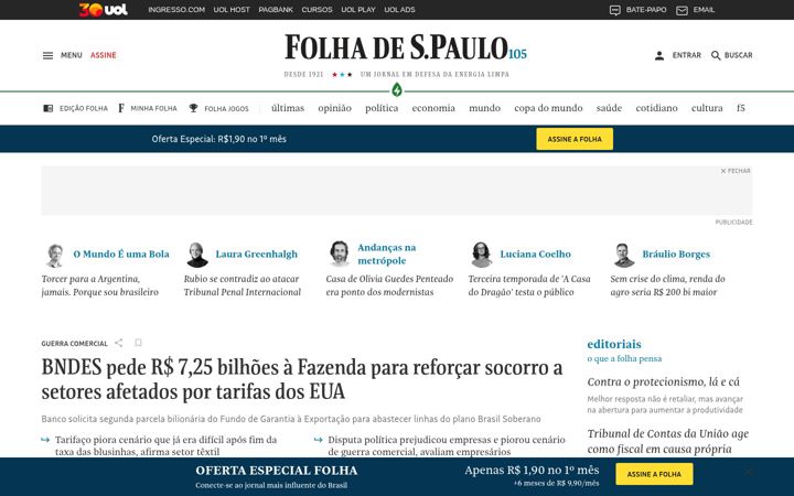 Zrzut ekranu folha.com.br