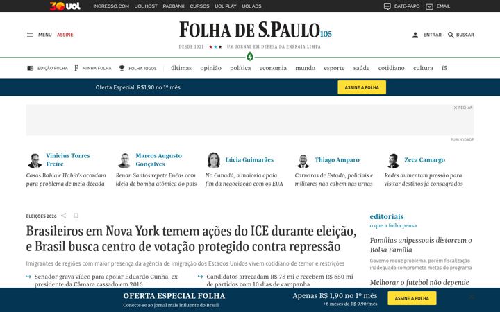 Screenshot of folha.uol.com.br