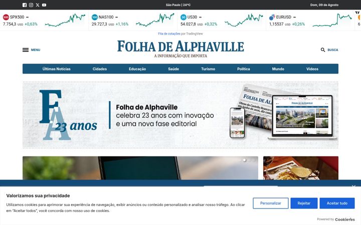 Screenshot of folhadealphaville.com.br