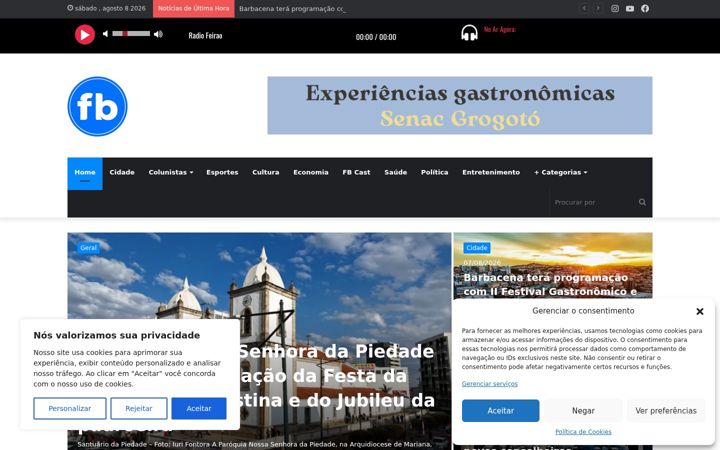 Screenshot of folhadebarbacena.com.br