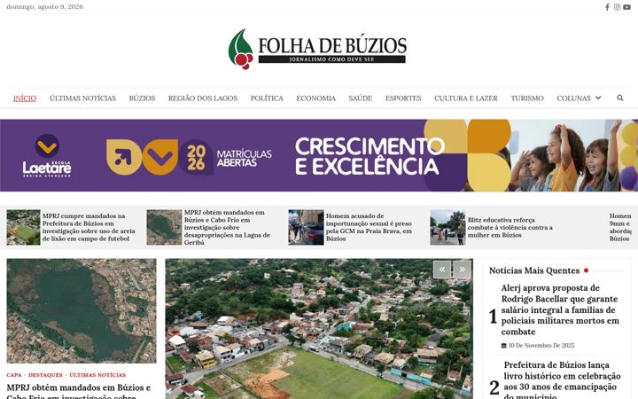 Screenshot of folhadebuzios.com.br