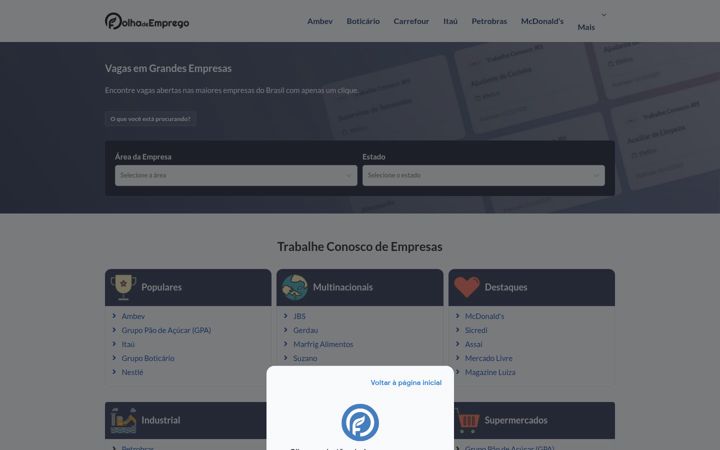 Screenshot of folhadeemprego.com