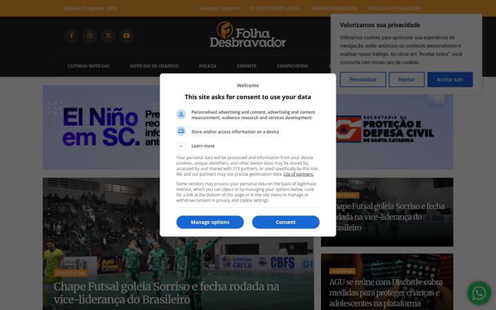 Skärmbild av folhadesbravador.com.br