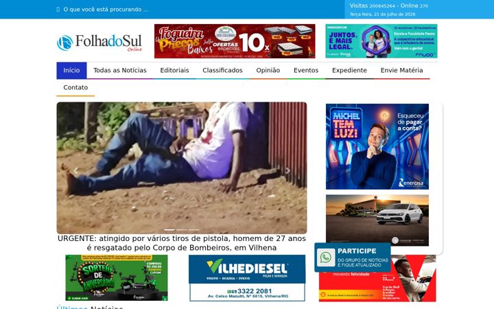 Screenshot of folhadosulonline.com.br
