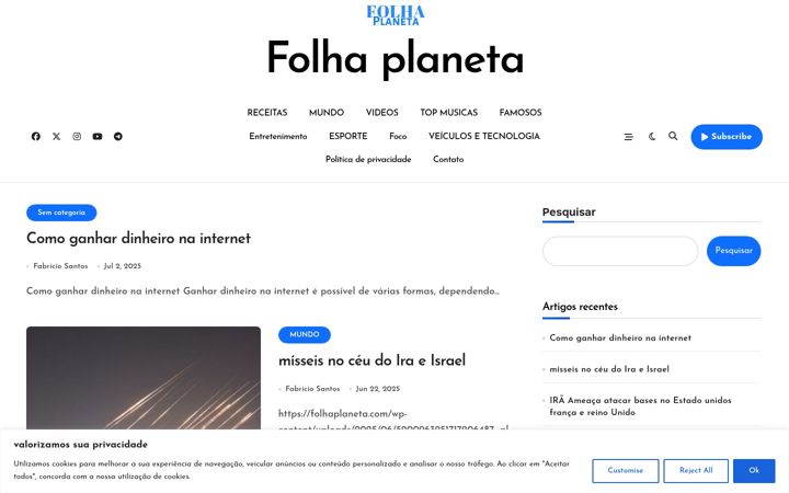 Screenshot of folhaplaneta.com