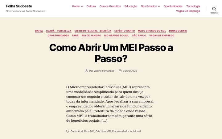 Skärmbild av folhasudoeste.com.br