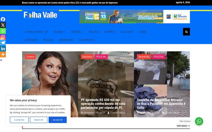 Screenshot of folhavalle.com.br
