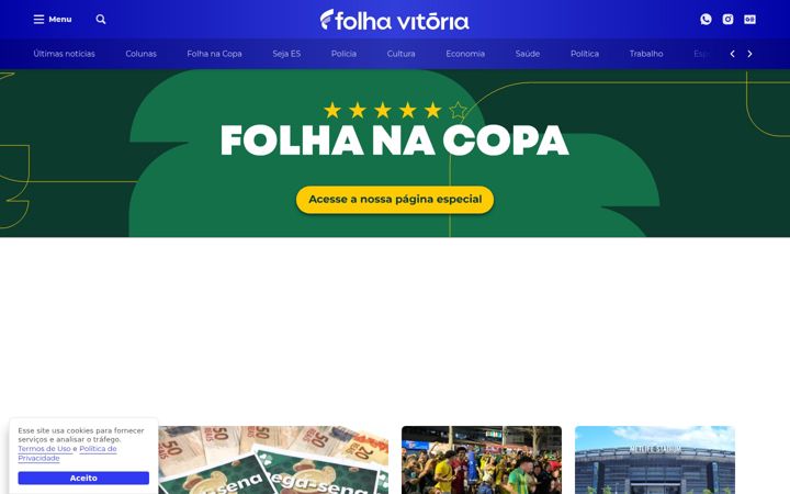 Captura de pantalla de folhavitoria.com.br