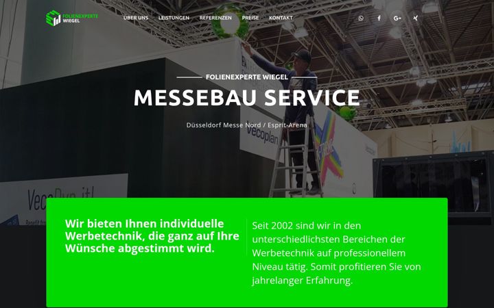 Screenshot ta' folienexperte-wiegel.de