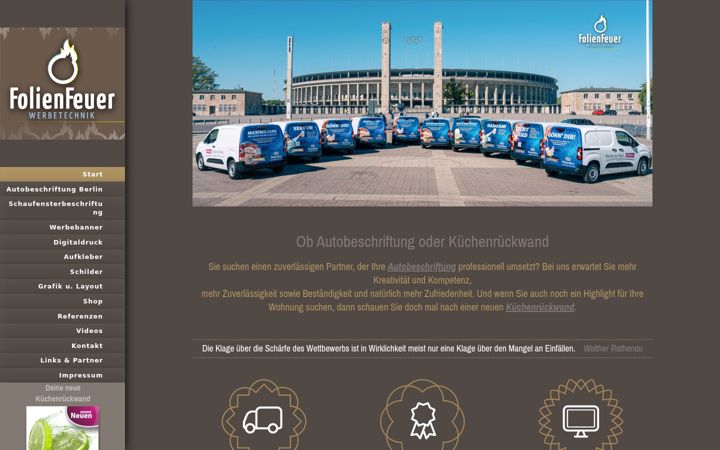 Screenshot of folienfeuer.de