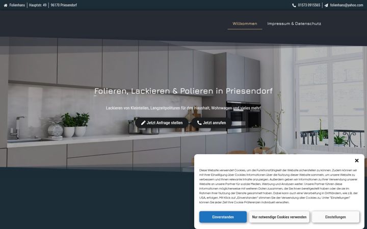 Screenshot of folienhans.de