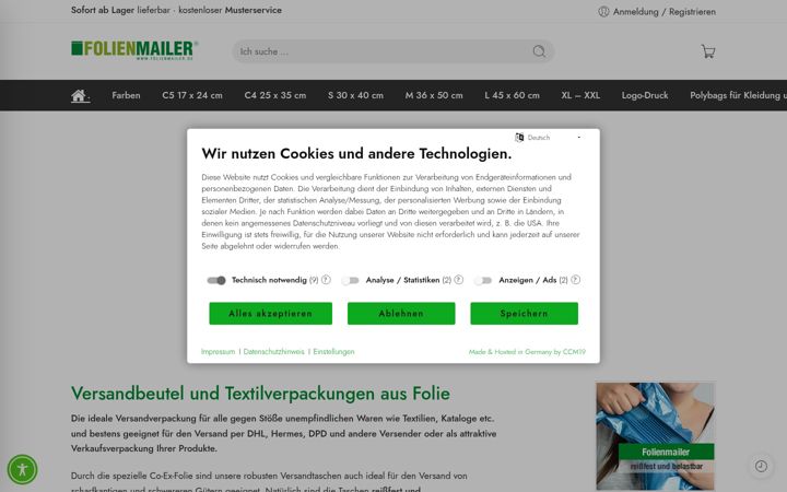 Screenshot ta' folienmailer.de