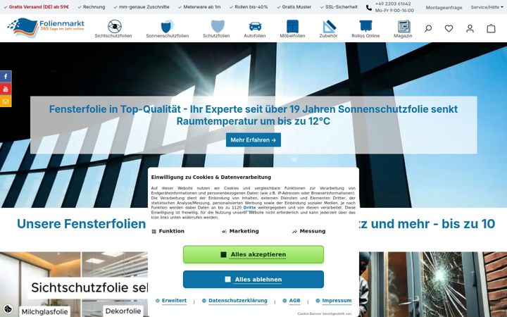 Screenshot of folienmarkt-online.de