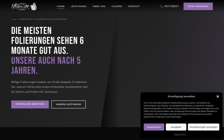 Screenshot of folienmc.de